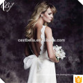 Bare Back Lace piso longitud personalizado hacer largo formal vestido de novia de novia